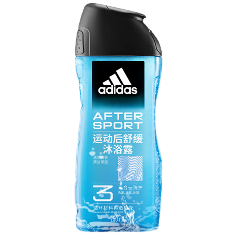 阿迪达斯 （adidas）男士沐浴露洗发水洗面奶三效合一 运动后舒缓250ml 清洁