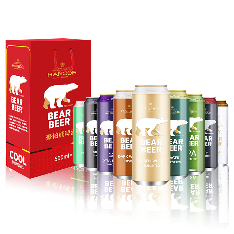 bearbeer 豪铂熊 小麦拉格黑啤高度啤酒混合装500ml*12听 礼盒装 德国