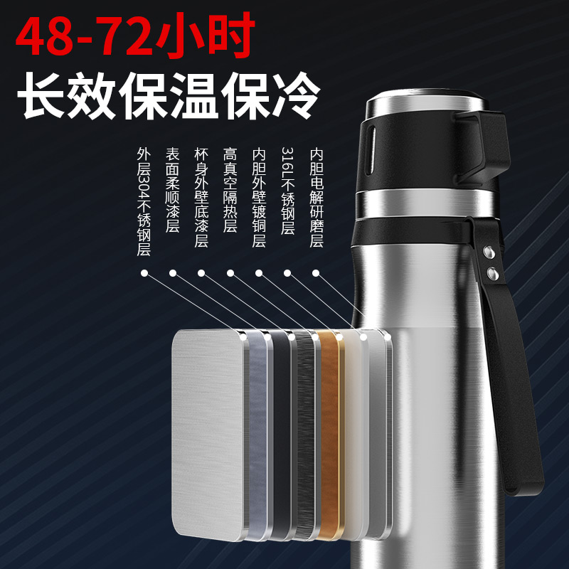 316L全不锈钢保温杯男款2023新款大容量茶水分离泡茶杯高档水杯子 65.6元（需