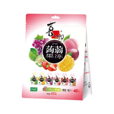 喜之郎 蒟蒻果冻 5口味 400g（水蜜桃味+红葡萄味+草莓味+芒果味+青梅果冻） 
