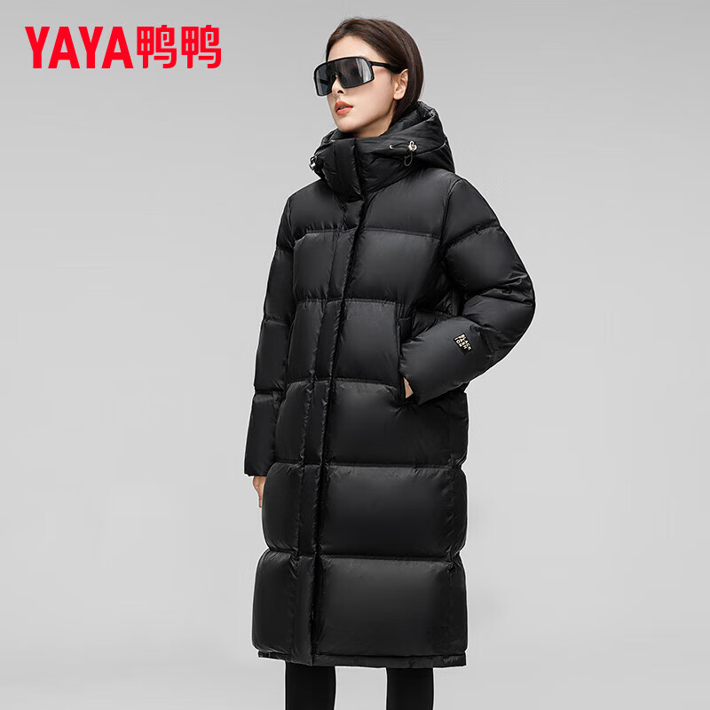 YAYA 鸭鸭羽绒服 奢金系列羽绒服女长款过膝2024冬季新款加厚保暖时尚情侣外