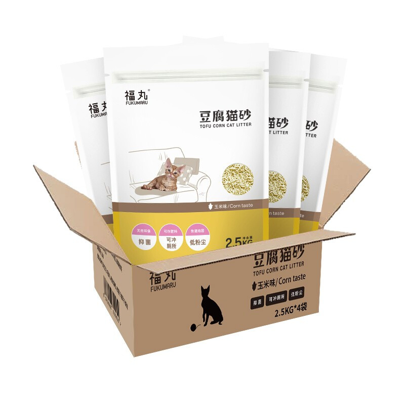 FUKUMARU 福丸 玉米豆腐猫砂 结团低粉尘 可冲厕所 猫沙奶香味 10kg 78.2元