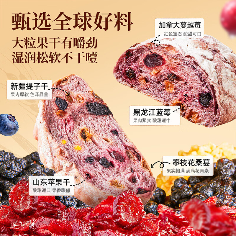 良品铺子 蓝莓桑葚全麦面包 498g 13.9元（需用券）