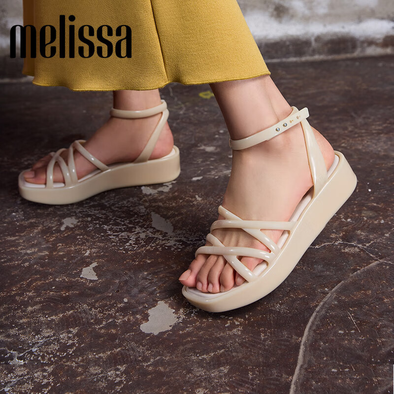 melissa 梅丽莎夏季新款女士细带凉鞋简约时尚休闲厚底鞋33997 浅粉色 174.6元