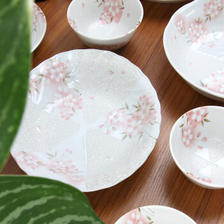 美浓烧 樱花陶瓷碗碟盘子套装家用组合简约个性日式餐具套装 间取樱花10件