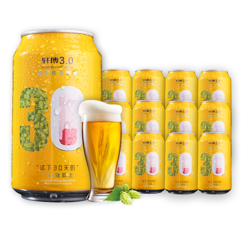 轩博 小金罐 艾尔啤酒 330ml*24罐 53.11元