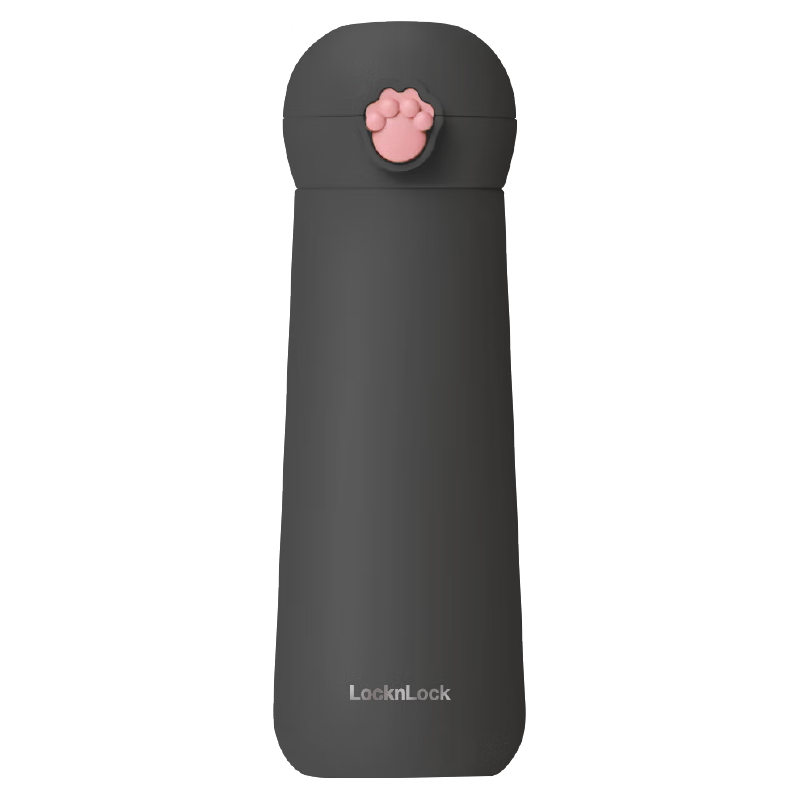 LOCK&LOCK 喵喵弹跳保温保冷杯 可爱便携不锈钢水杯子黑色400mL LHC3293BLK 55.4元