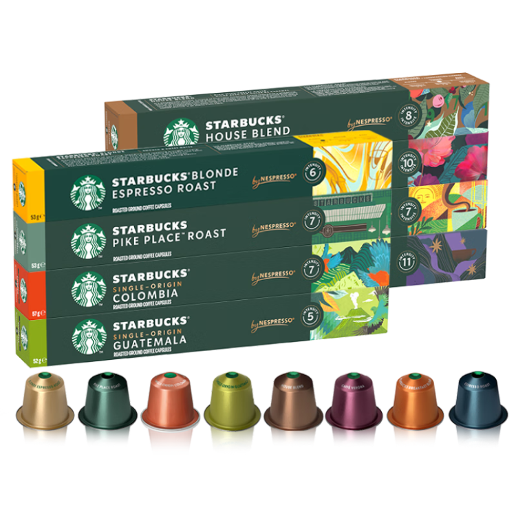 星巴克 Nespresso浓遇胶囊咖啡 黑咖啡胶囊套装 4口味组合装 40粒 组合口味8条 