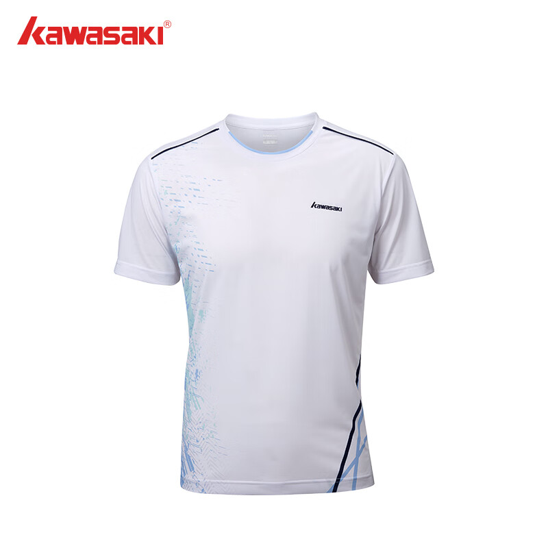 KAWASAKI 川崎 羽毛球服短袖吸湿透气潮流运动比赛速干T恤 B1978 白色男款 XL 95