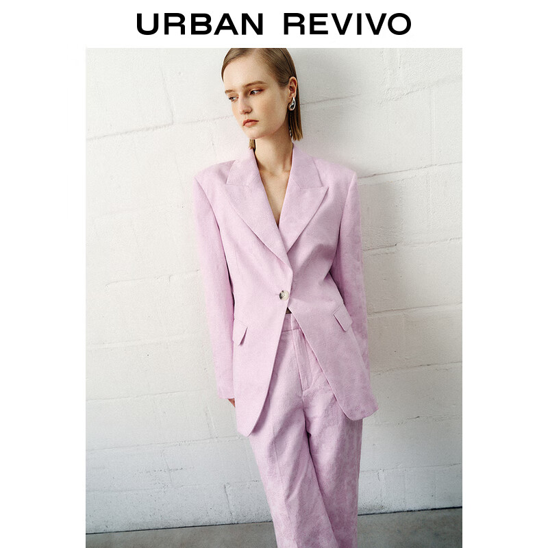 URBAN REVIVO UR2024春季新款女装气质肌理感双口袋一粒扣西装外套UWJ140006 649.35