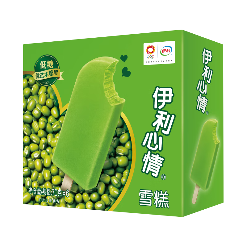 plus会员:伊利心情 绿豆味雪糕70克/支*6支 雪糕冷饮*13件 109.54元(需领券,合8.43元/件)