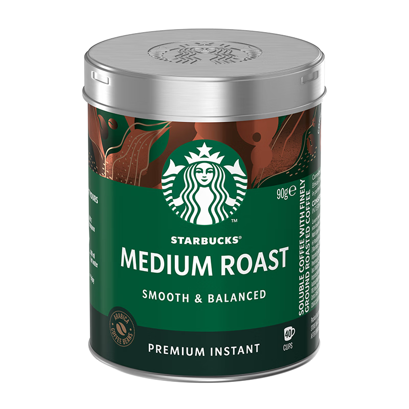 8日20点、京东百亿补贴：星巴克（Starbucks）速溶美式黑咖啡粉 中度烘焙罐装90g 法国进口 可做40杯 82元包邮