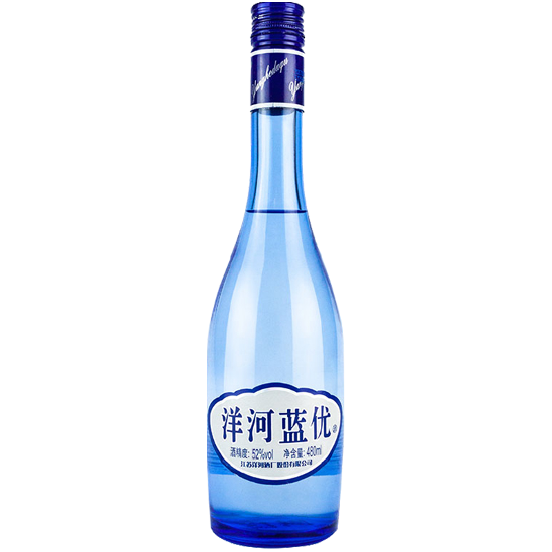 YANGHE 洋河 蓝优52度480ml*1瓶浓香型白酒酒类酒水 (无礼袋礼品袋包装袋) 63.02