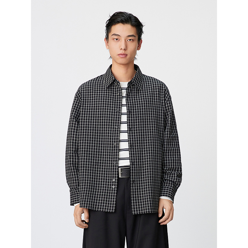 GXG 格纹翻领长袖衬衫 71.4元