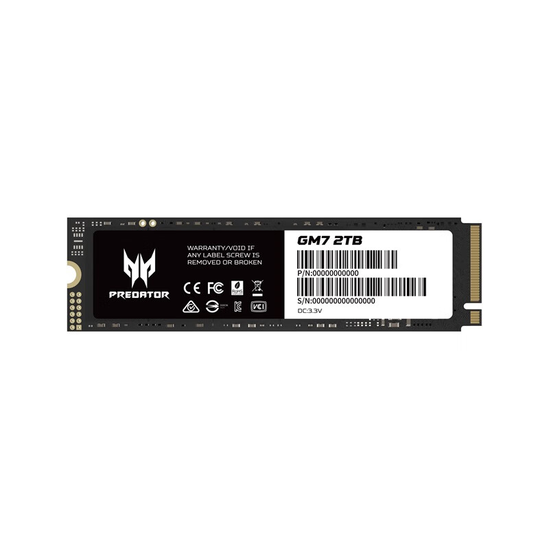 PREDATOR 宏碁掠夺者 GM7系列 NVMe M.2 固态硬盘 2TB（PCI-E4.0） 725.26元