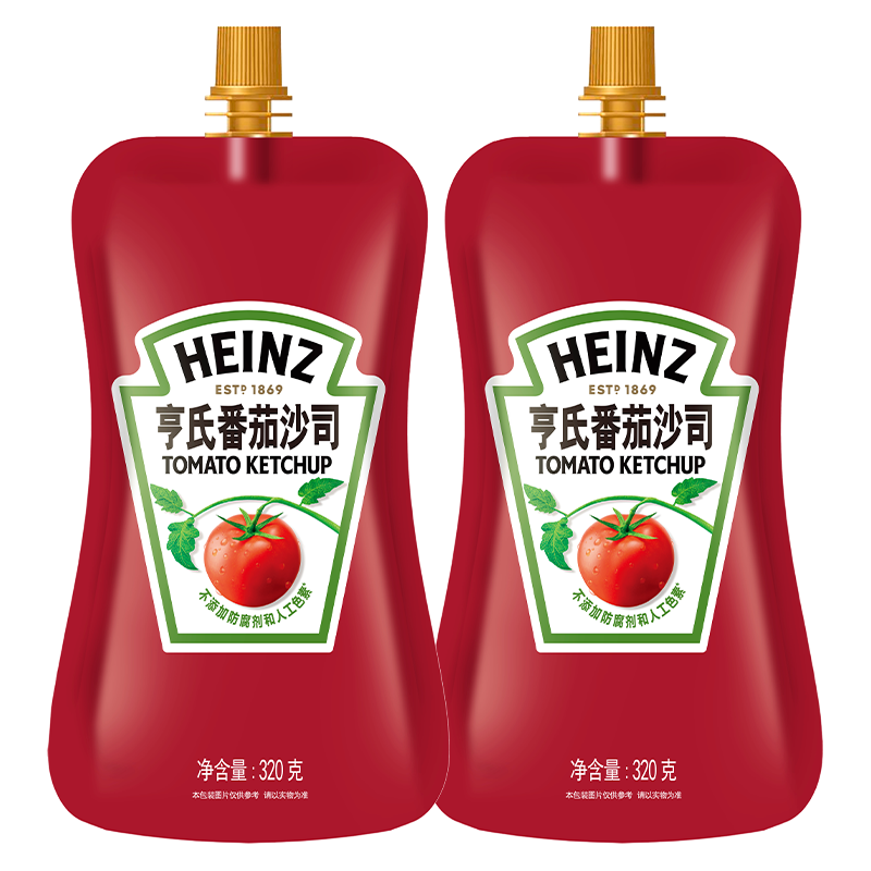 亨氏 番茄酱 番茄沙司320g*2[0添加防腐剂/色素*] 意面薯条酱 11.8元