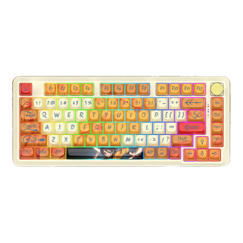 红龙 KS82 PRO 81键+多媒体旋钮 三模机械键盘 功夫小子 苏洛轴 RGB 156.87元（需