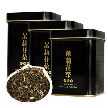 张一元 茶叶 特级浓香茉莉花茶150g（50g*3罐）特级黑罐茉莉香浓茗茶 黑罐x3