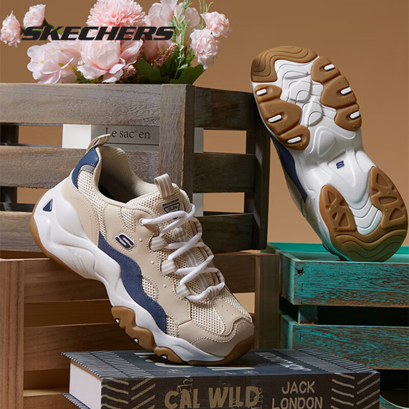 SKECHERS 斯凯奇 女鞋2024春上新复古经典老爹鞋舒适柔软三代熊猫鞋增高厚底