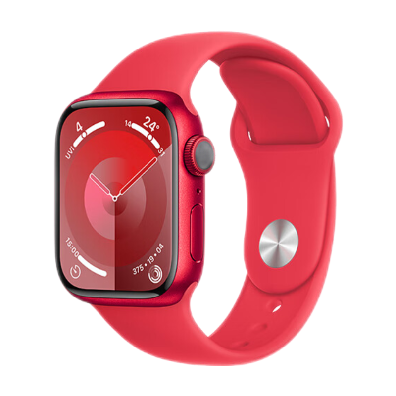 PLUS会员：Apple 苹果 Watch Series 9 智能手表 GPS款 41mm 橡胶表带 S/M 红色 2384.01元包邮（需用券）