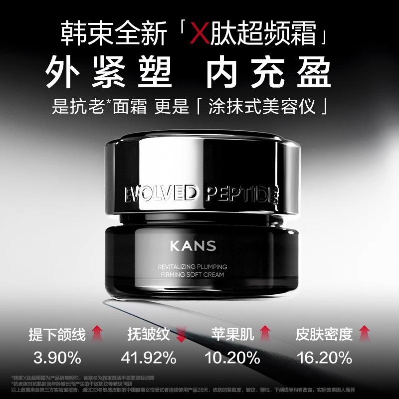 88VIP：KANS 韩束 X肽面霜细纹补水保湿紧致抗皱抗老淡化50g 265.05元