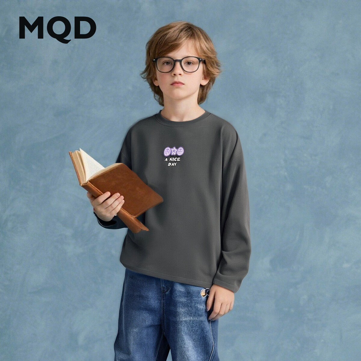 马骑顿（MQD）男童 25秋新款街潮穿搭字母简约亲肤舒适长袖T恤打底 49元