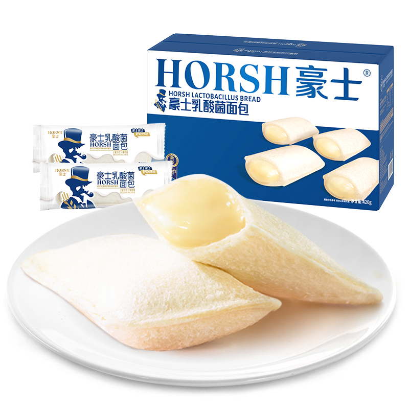 HORSH 豪士 面包组合装 2口味 1.43kg（乳酸菌面包680g+菠萝口袋面包750g） 19.9元