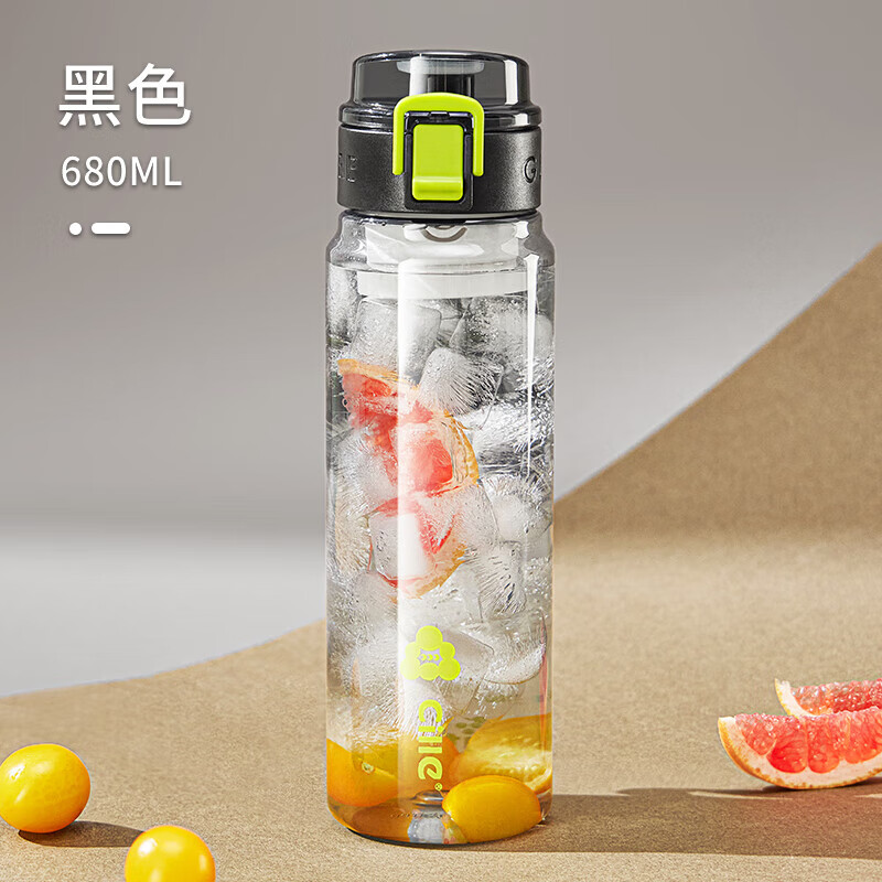 cille 希乐 大容量塑料杯tritan材质男女户外水杯带滤网墨黑680ml 墨黑680ml---2.52元