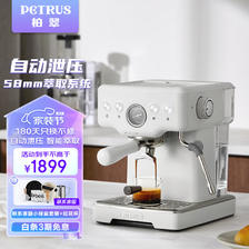 PETRUS 柏翠 咖啡机意式浓缩家用小型半自动蒸汽打奶泡 PE3833 海盐小方2.0 1699