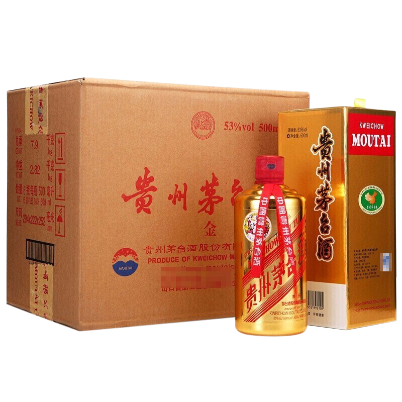 plus会员：MOUTAI 茅台 金色 53度 酱香型白酒 500ml*6瓶 18398元