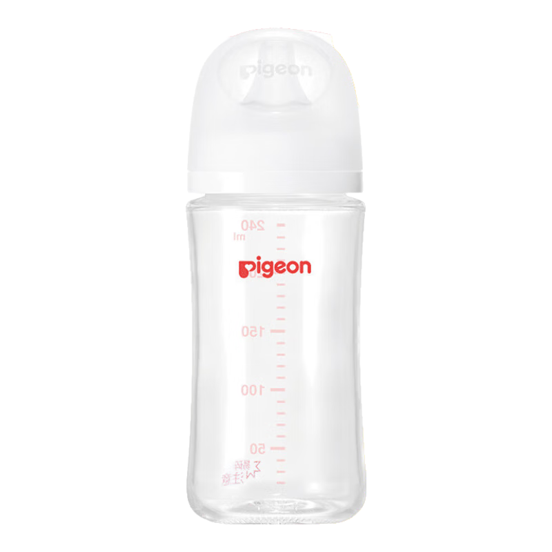 贝亲（Pigeon）婴儿玻璃奶瓶 自然实感第3代 宽口径 240ml AA188 L号6个月以上 70.