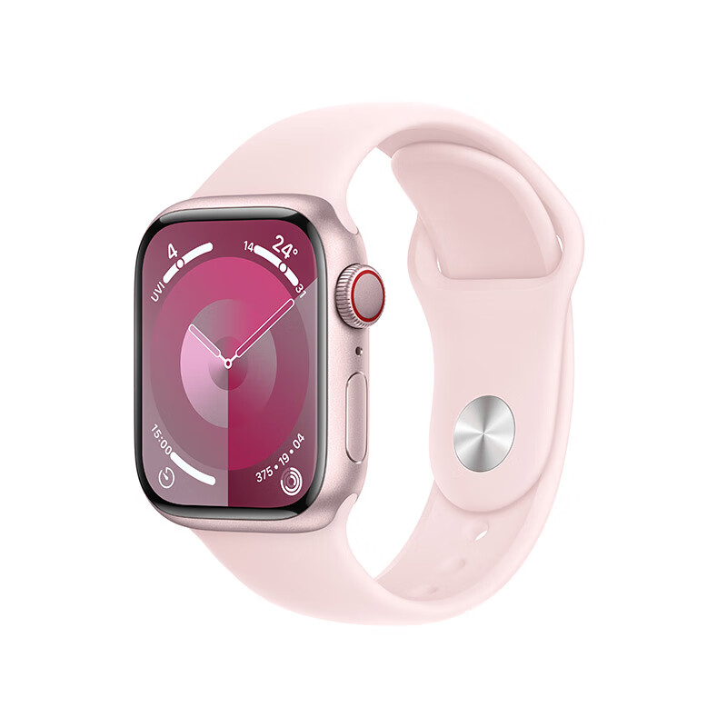 Apple 苹果 Watch Series 9 智能手表 GPS+蜂窝网络款 41mm 粉色铝金属表壳 粉色橡胶表带 S/M 3399元（需用券）
