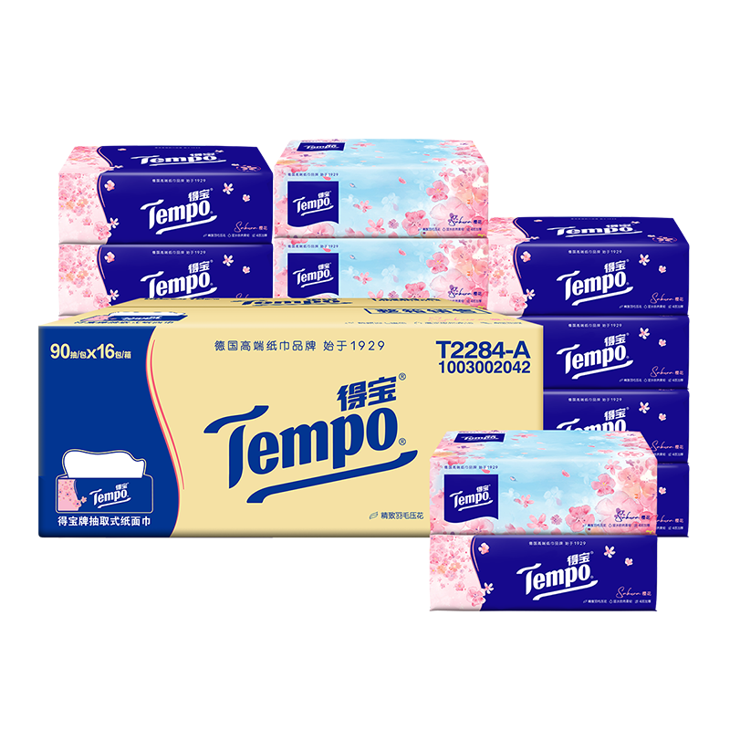 Tempo 得宝 樱花香味 抽纸 4层90抽16包 39.34元（需用券）