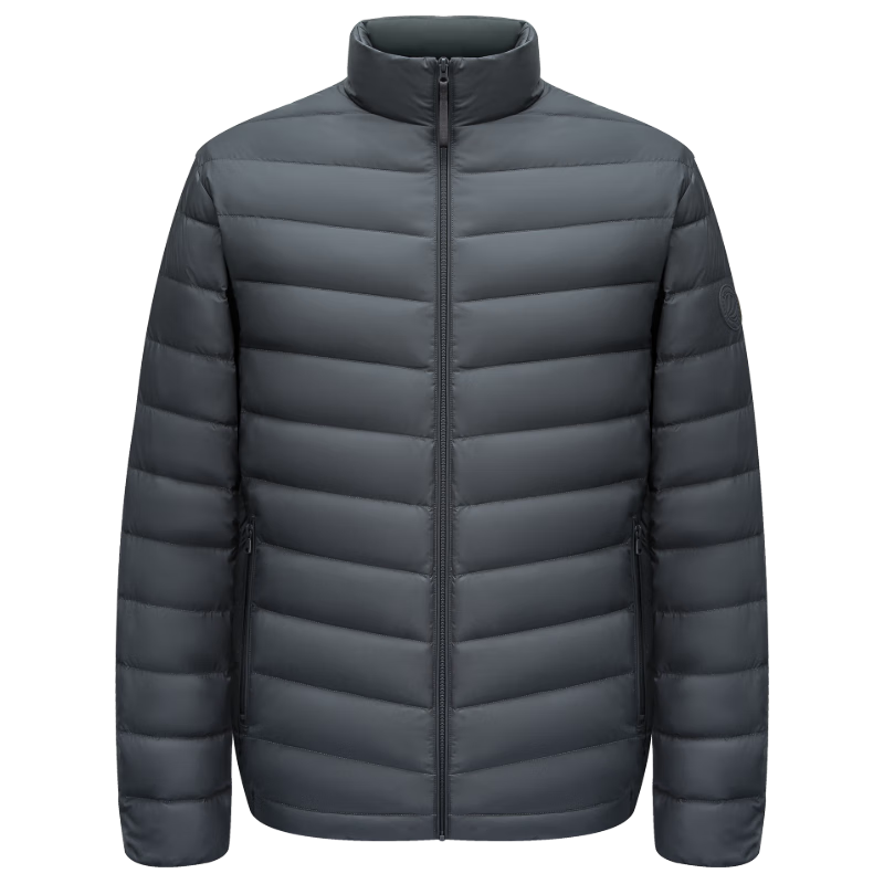 BOSIDENG 春季短款轻薄羽绒服男90绒三防立领保暖外套B250131005 黑色8056-25 M 175/9