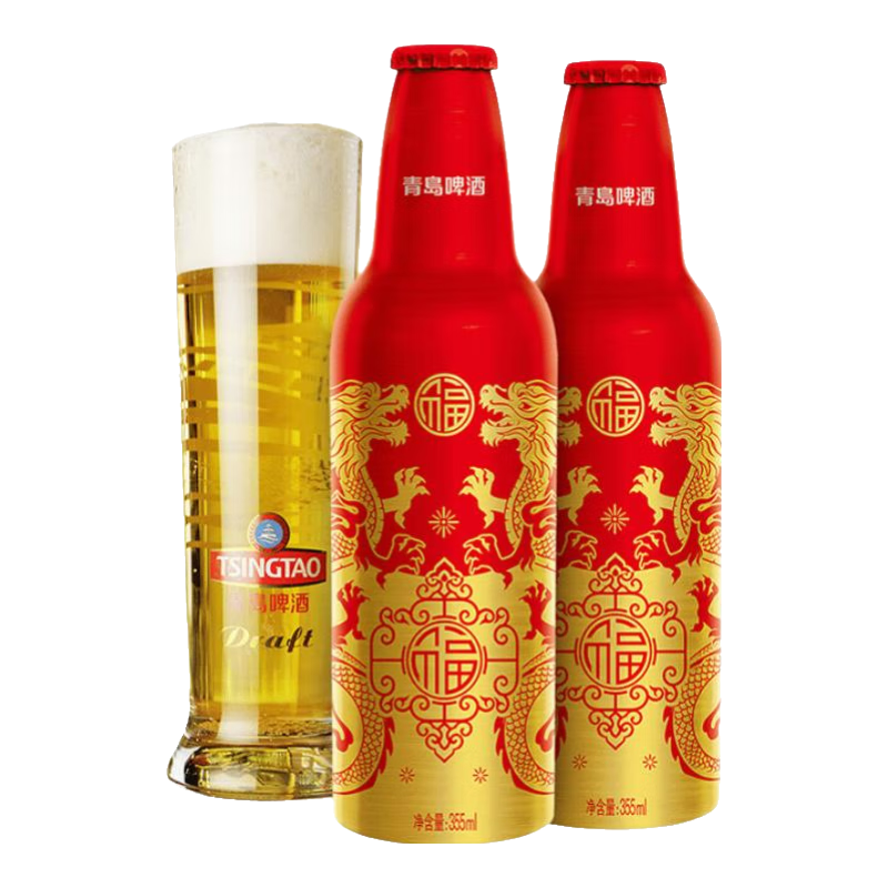 PLUS会员：青岛啤酒（TsingTao） 鸿运当头喜庆送礼祥瑞献福礼盒 355mL 12瓶 97.01