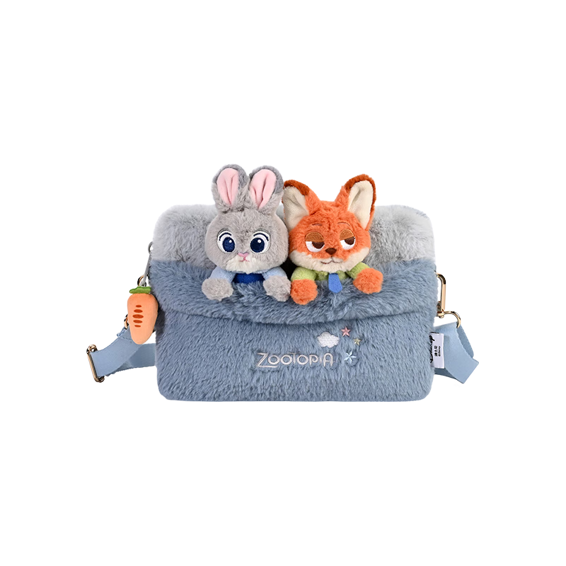 迪士尼 疯狂动物城朱迪尼克梦境斜挎包毛绒公仔包女 79元