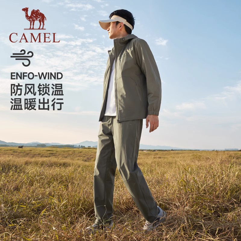 CAMEL 骆驼 户外运动套装男2024冬新款防风防静电休闲保暖加绒外套两件套 274.