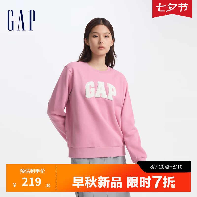 Gap 女装LOGO碳素软磨抓绒卫衣 634638 153.2元