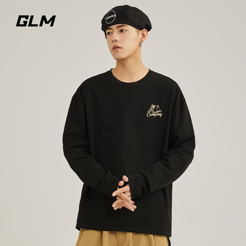 GLM 男士纯棉长袖T恤 宽松简约打底衫 69.9元