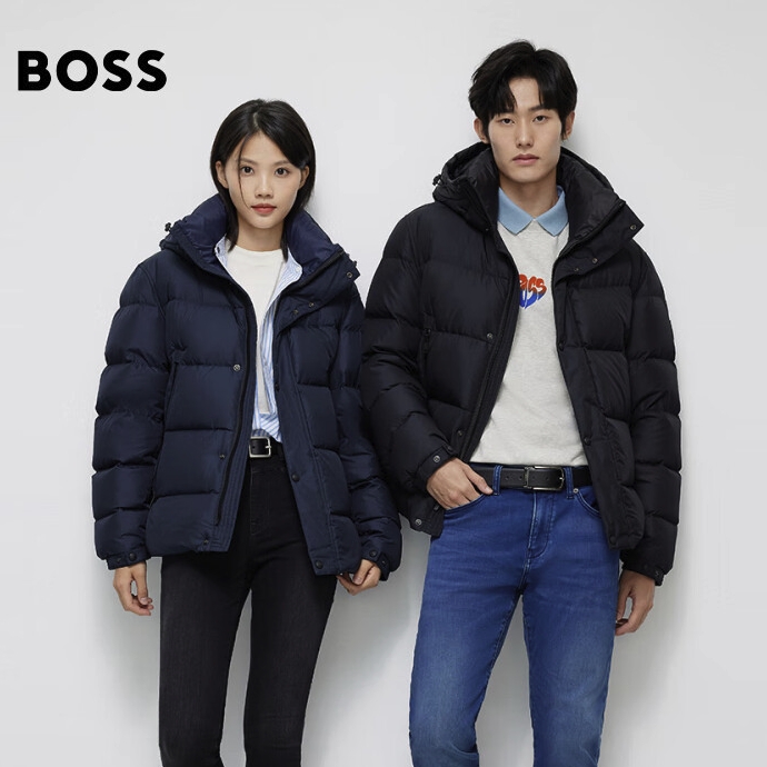 PLUS会员：BOSS 男女同款连帽鸭绒羽绒服 2574元包邮（需用券）