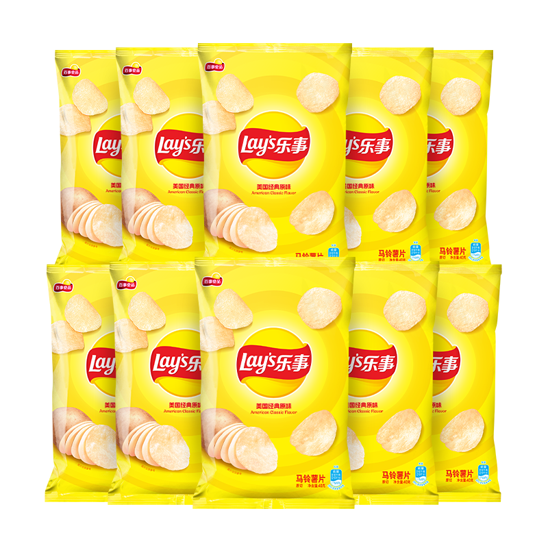 PLUS会员、概率劵：Lays 乐事 薯片 400g 40g*10包 23.46元（返超市卡1元后）