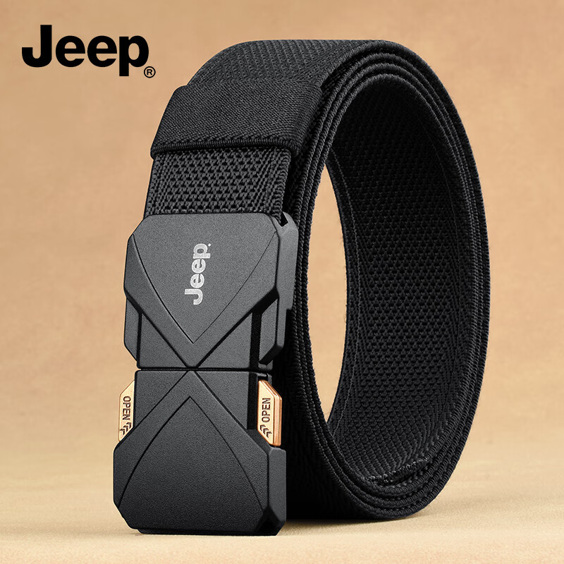 需首购、PLUS会员: 吉普（JEEP）男士弹力腰带2025年新款户外军训战术编织腰