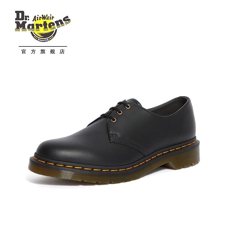 移动端：Dr.Martens 马丁 Vegan 1461 夏季新款通勤英伦黑男女3孔马丁单鞋 黑色 37