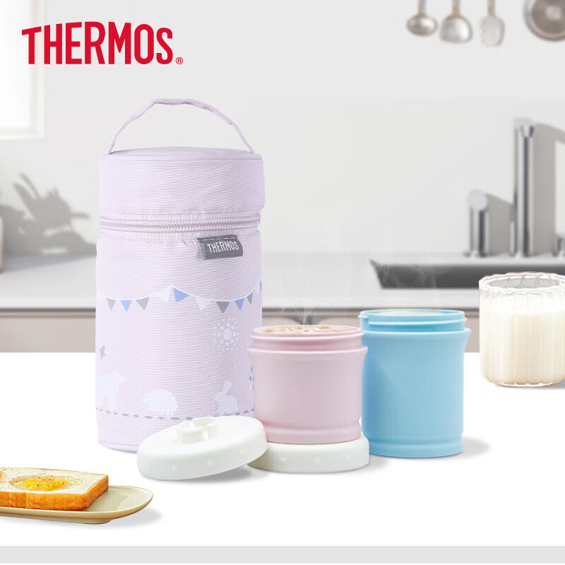 THERMOS 膳魔师 便携式儿童粥桶 婴儿辅食罐 饭盒 NPE-240-P 130ml+90ml 粉色 36.33元