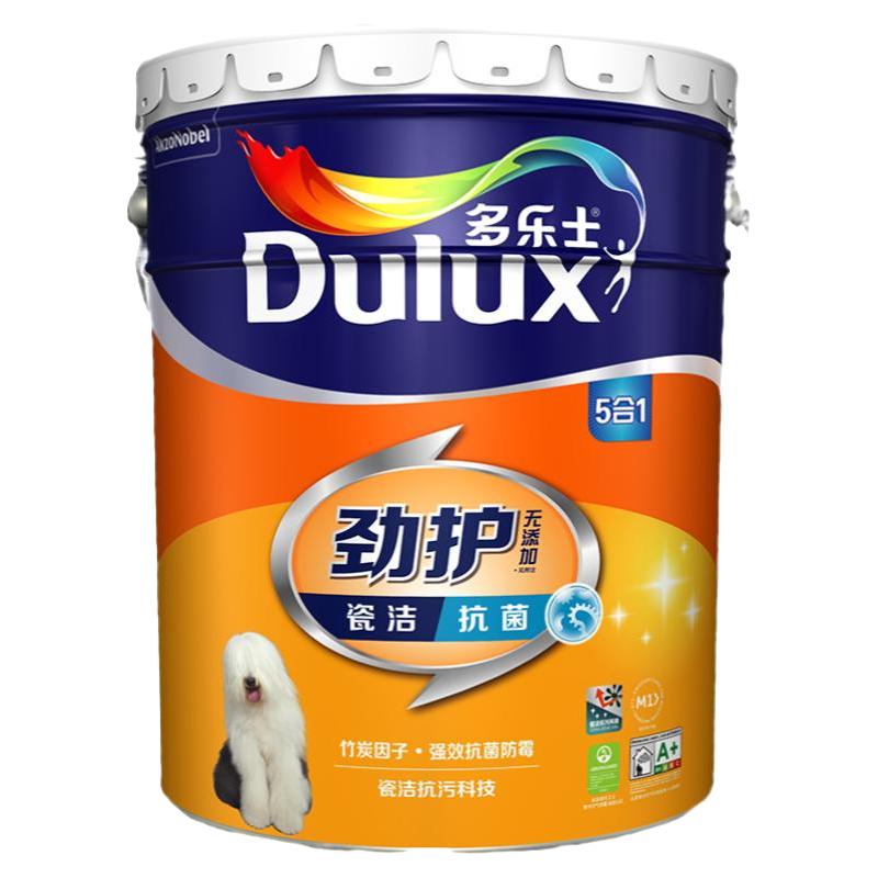 多乐士 乳胶漆劲护无添加竹炭瓷洁抗菌五合一油漆涂料A8145 18L定制品 78元（