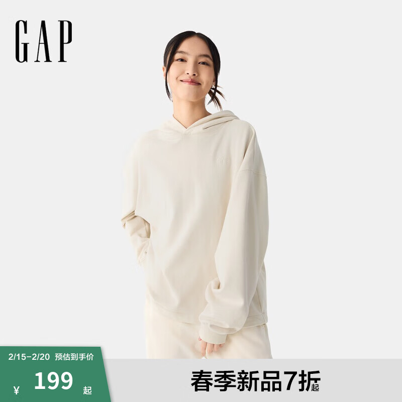 Gap 2025春季新款 logo连帽卫衣 女款 米色 L (170/88A) ￥140