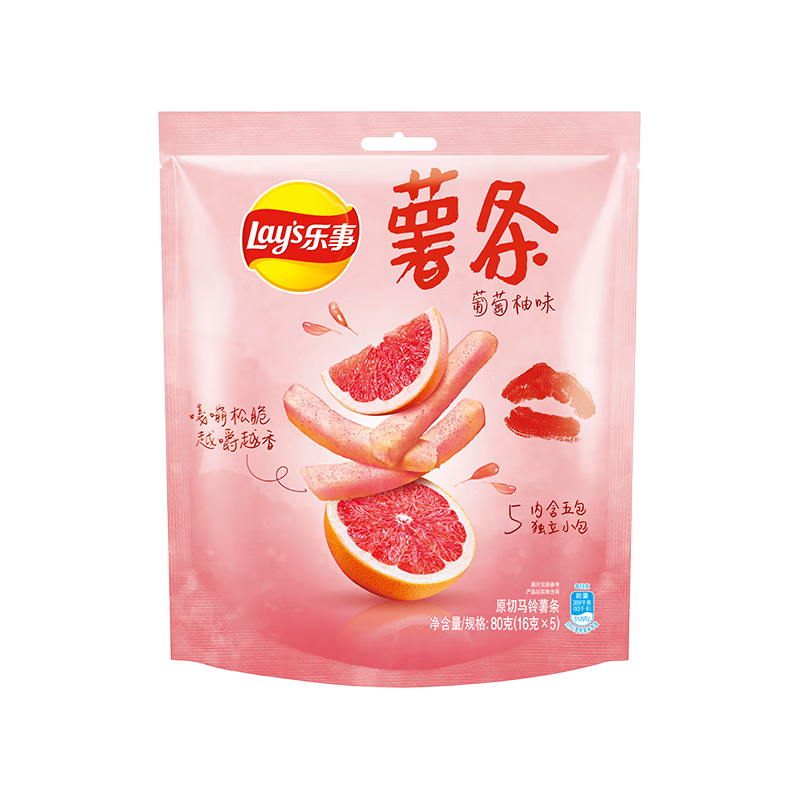 Lay's 乐事 薯条 葡萄柚味（16克*5包）80克 ￥0.89