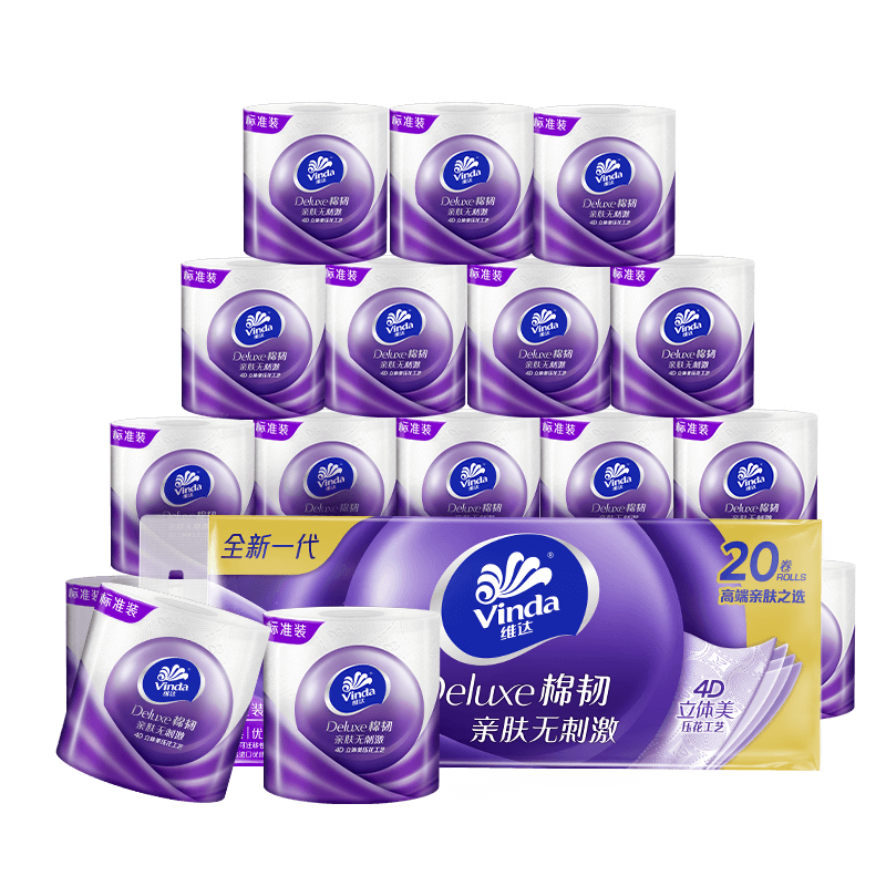 PLUS会员、需凑单：维达 棉韧立体美 有芯卷纸 4层 130g 20卷＊4件 20.8元/件（