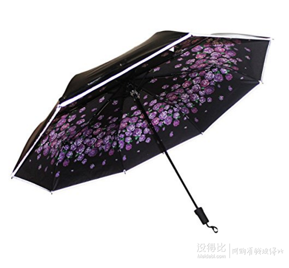 3M 反光雨伞 安全防晒 反光条 黑胶三折伞 