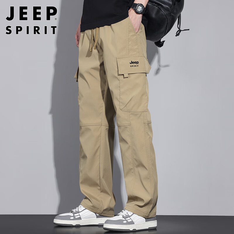 JEEP SPIRIT 吉普工装裤男士裤子男春夏季休闲裤男直筒多口袋男裤 卡其色 XL 11